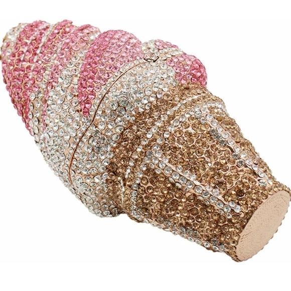 Elegant Pink and Gold Ice Cream Cone Clutch - Picture 3 of 8